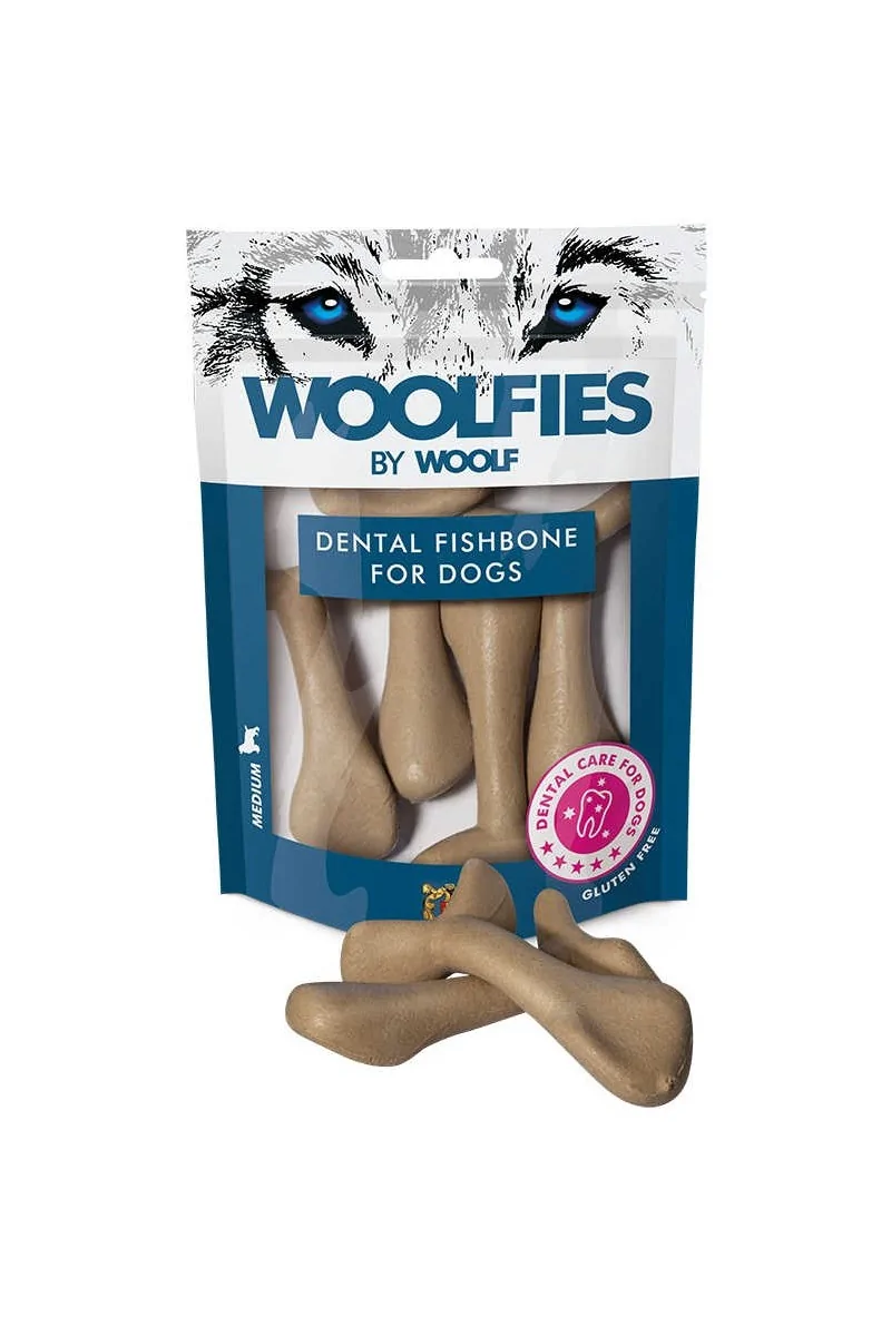 Suplemento Dental Perro  Woolfies Fishbone M 4pz 228gr