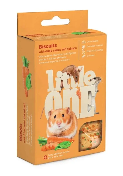 Snack Premio Roedor Little One Biscuits con Zanahoria y Espinaca pequeños animales 5x7g