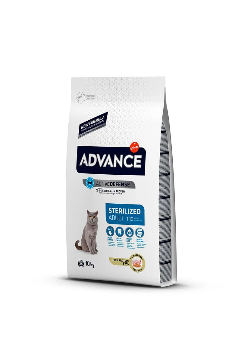 Comida Natural Gato Advance Feline Adult Sterilized Pavo 10Kg