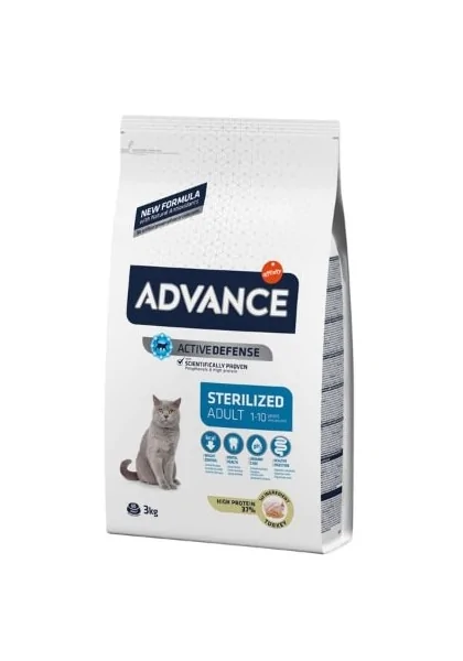 Comida Natural Gato Advance Feline Adult Sterilized Pavo 3Kg