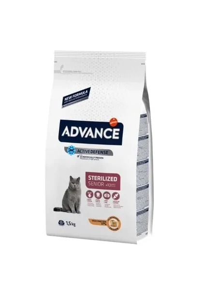 Comida Natural Gato Advance Feline Senior+10 Steril. Pollo 1,5Kg