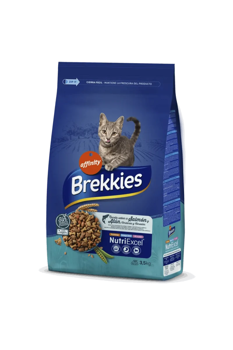 Comida Natural Gato Brekkies Excel Feline Adult Receta Salmon 3,5Kg