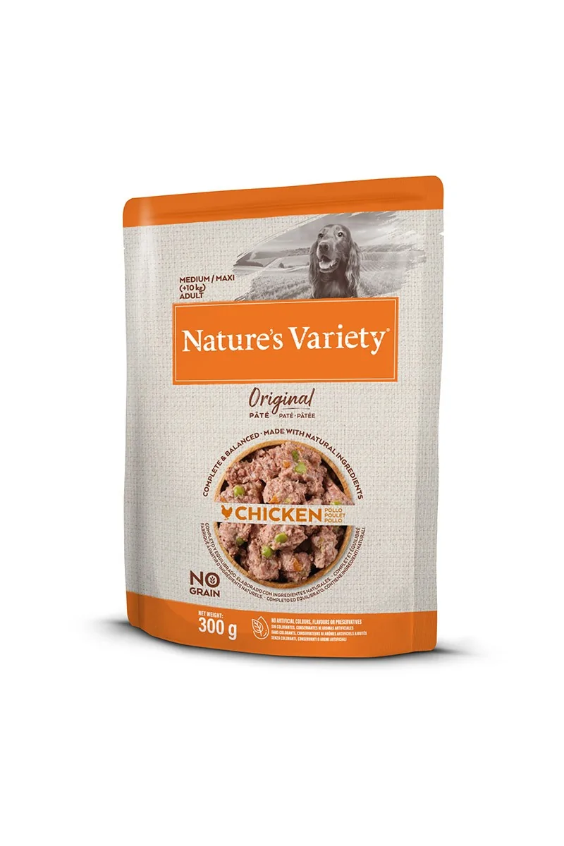 Comida Natural Perro NatureS V Origi Canine Adult Pate Med Max Pollo 8X300Gr