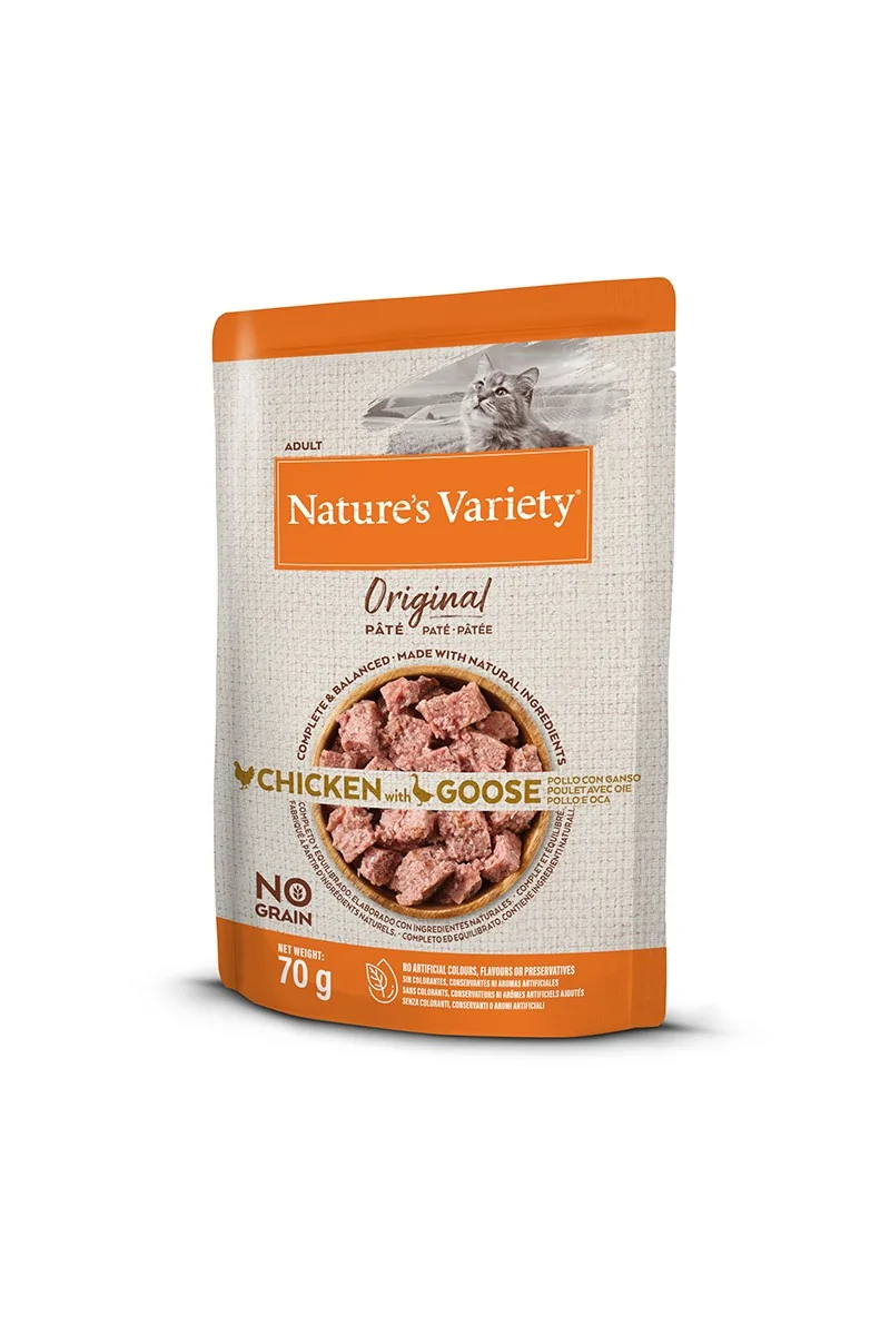 Comida Natural Gato NatureS V Origina Feline Adult Pate Pollo Ganso 12X70Gr