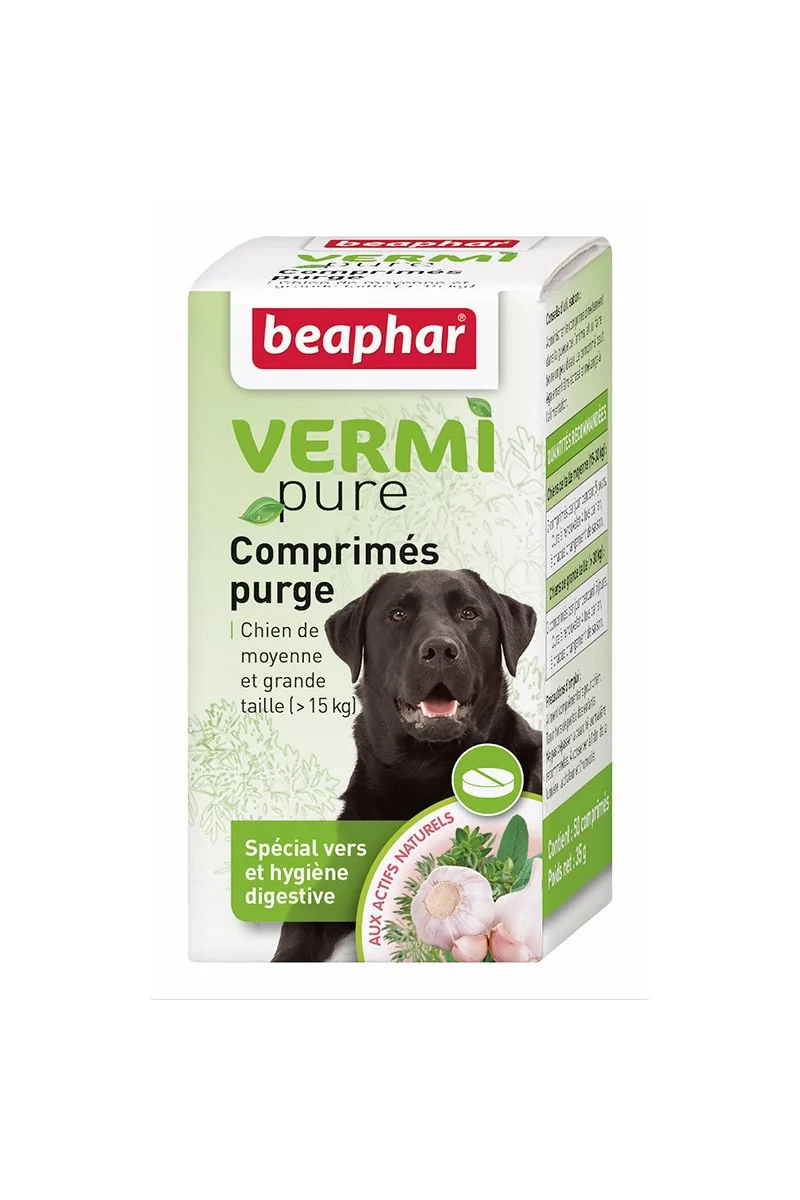 Higiene Beaphar Vermipure Antiparasitario Interno Intern Natural Perro Gran 50Cpd