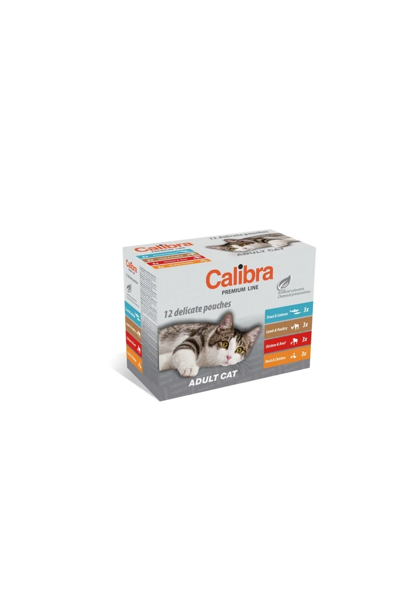 Comida Premium Gato Calibra Cat Adult Pouch Multipak Caja 12X100G