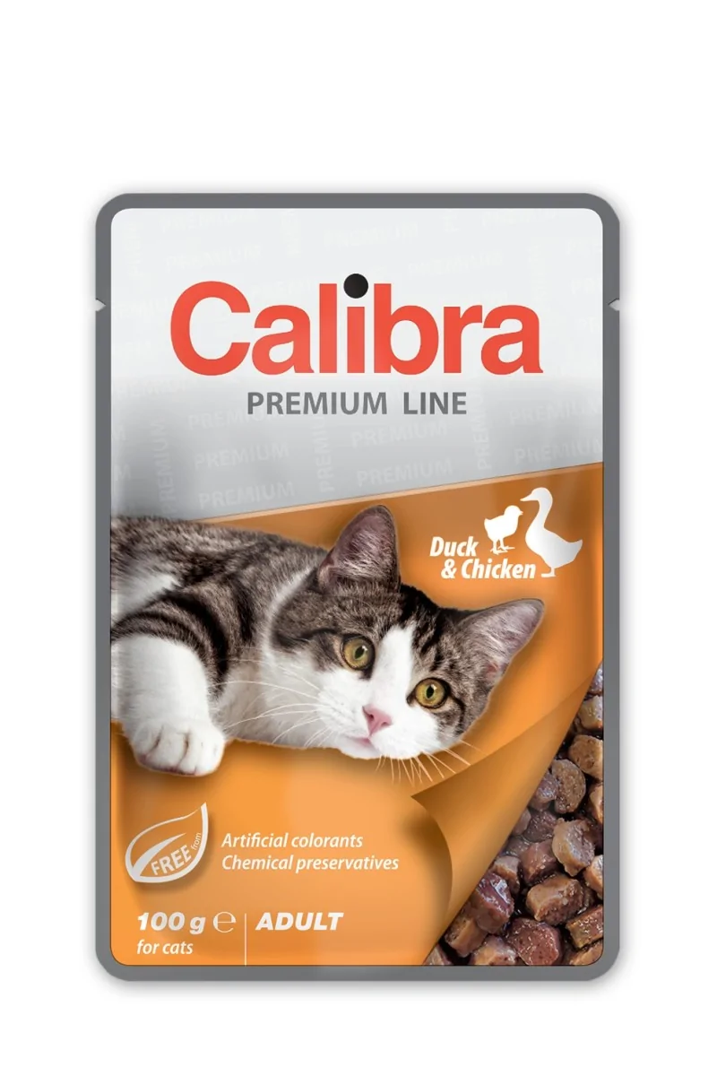 Comida Premium Gato Calibra Cat Adult Pouch Pato Pollo Caja 24X100Gr