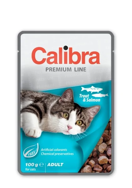 Comida Premium Gato Calibra Cat Adult Pouch Trucha Salmon Caja 24X100Gr