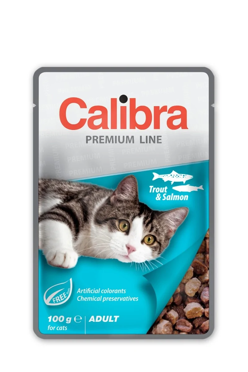 Comida Premium Gato Calibra Cat Adult Pouch Trucha Salmon Caja 24X100Gr