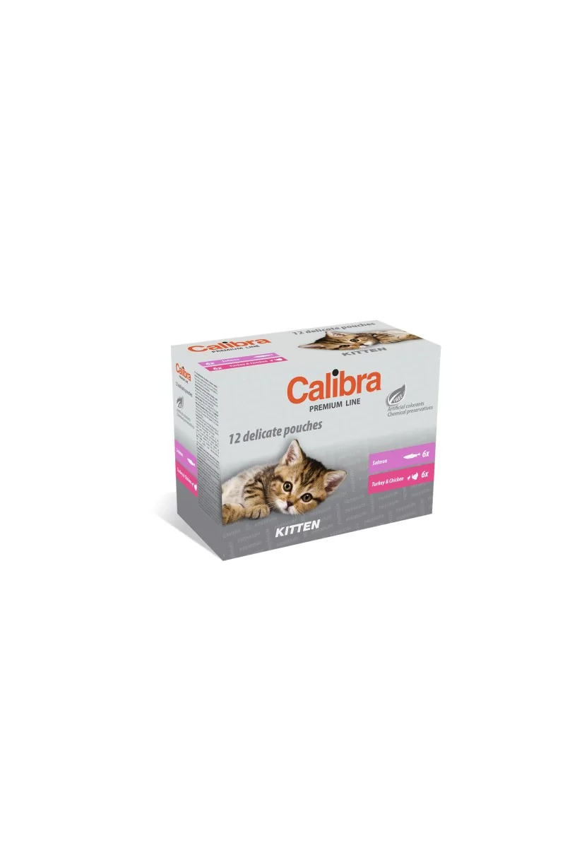 Comida Premium Gato Calibra Cat Kitten Pouch Multipack Caja 12X100Gr