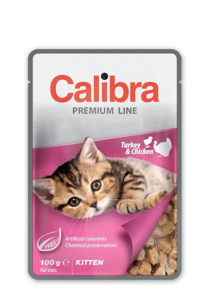 Comida Premium Gato Calibra Cat Kitten Pouch Pavo Pollo Caja 24X100Gr