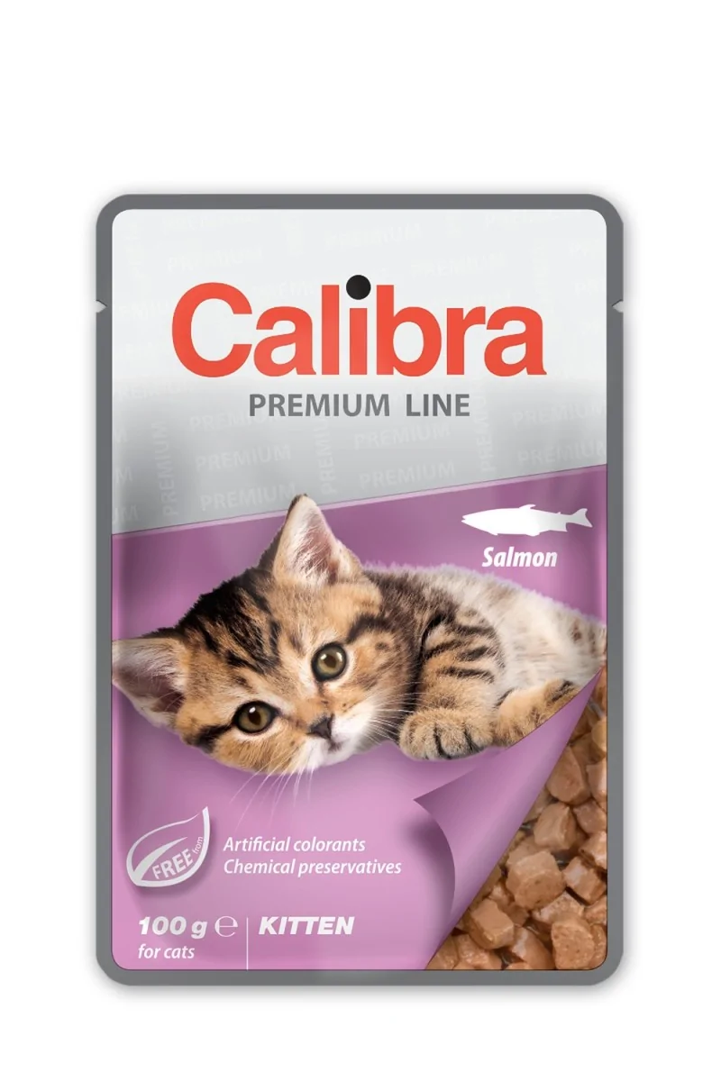 Comida Premium Gato Calibra Cat Kitten Pouch Salmon Caja 24X100Gr