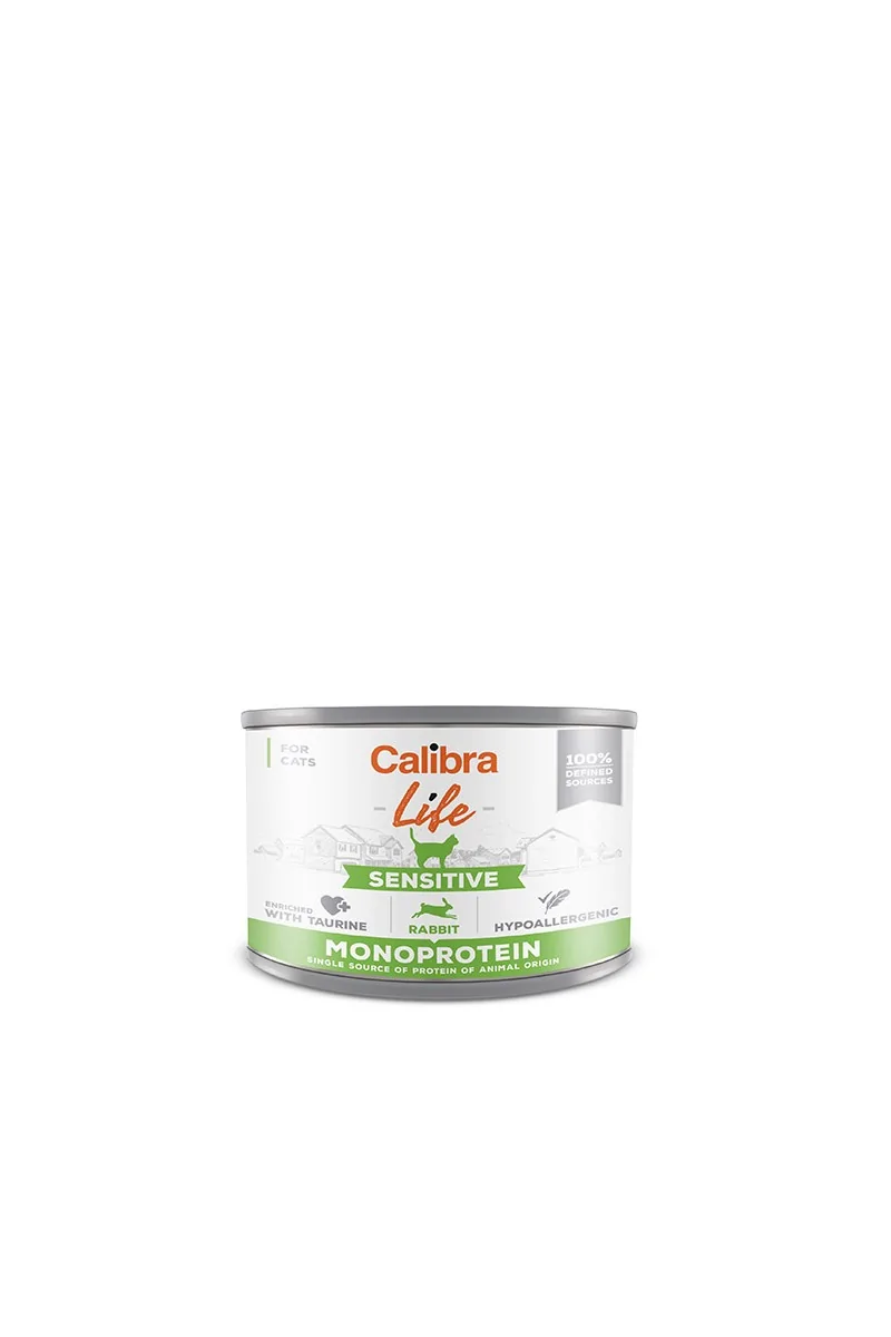 Comida Premium Gato Calibra Cat Life Lata Sensitive Conejo 6X200Gr