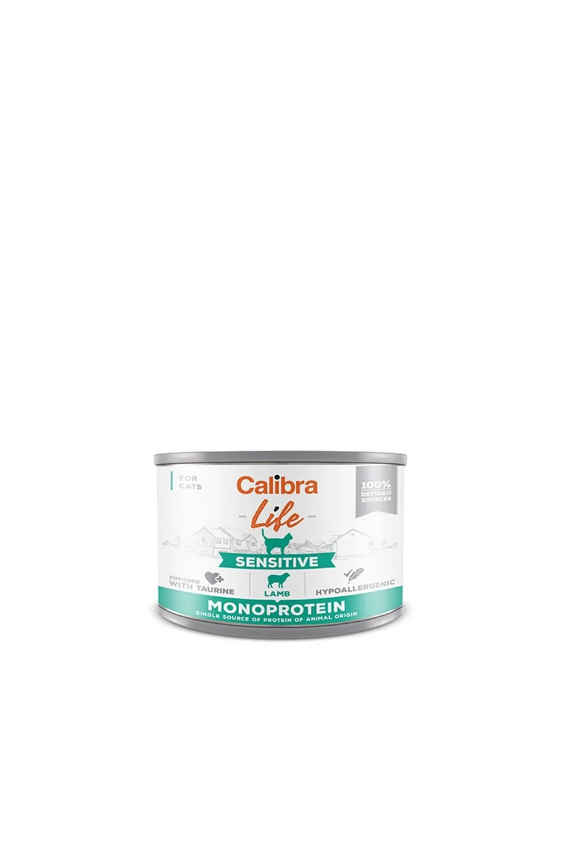 Comida Premium Gato Calibra Cat Life Lata Sensitive Cordero 6X200Gr