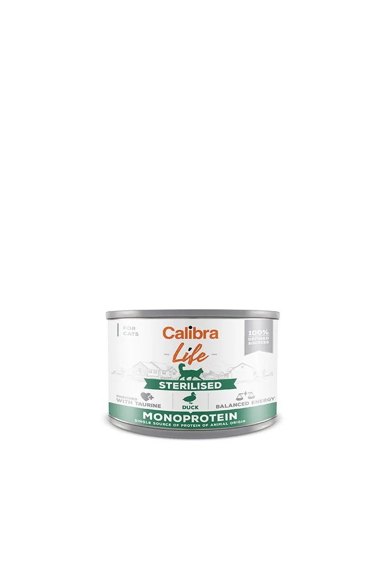 Comida Premium Gato Calibra Cat Life Lata Sterilised Pato 6X200Gr