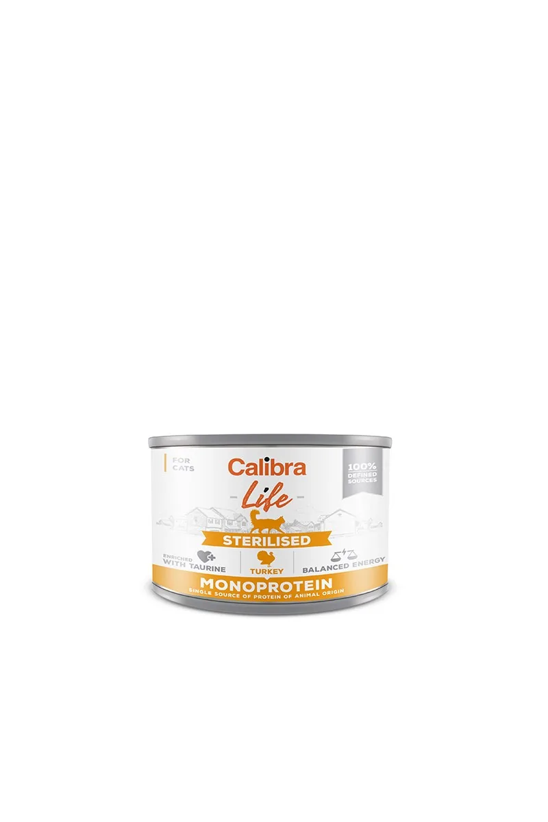 Comida Premium Gato Calibra Cat Life Lata Sterilised Pavo 6X200Gr