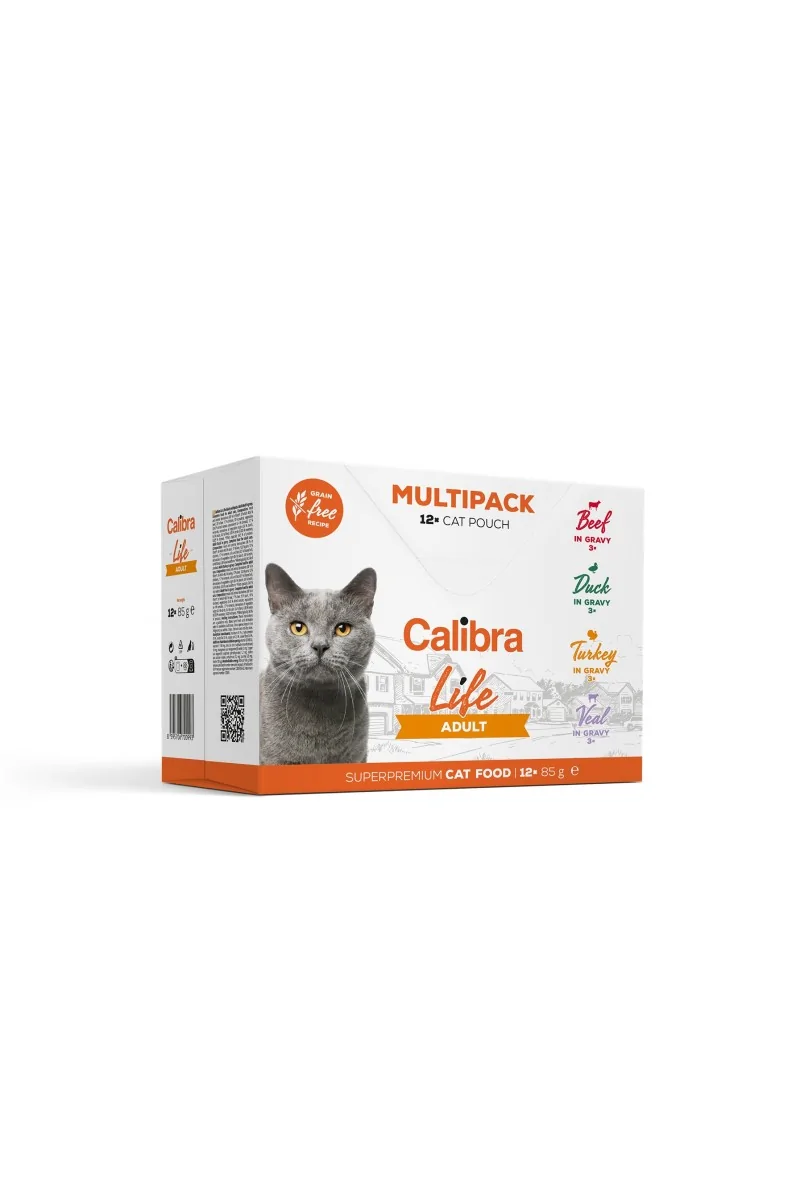 Comida Premium Gato Calibra Cat Life Pouch Adult Multipack 12X85Gr