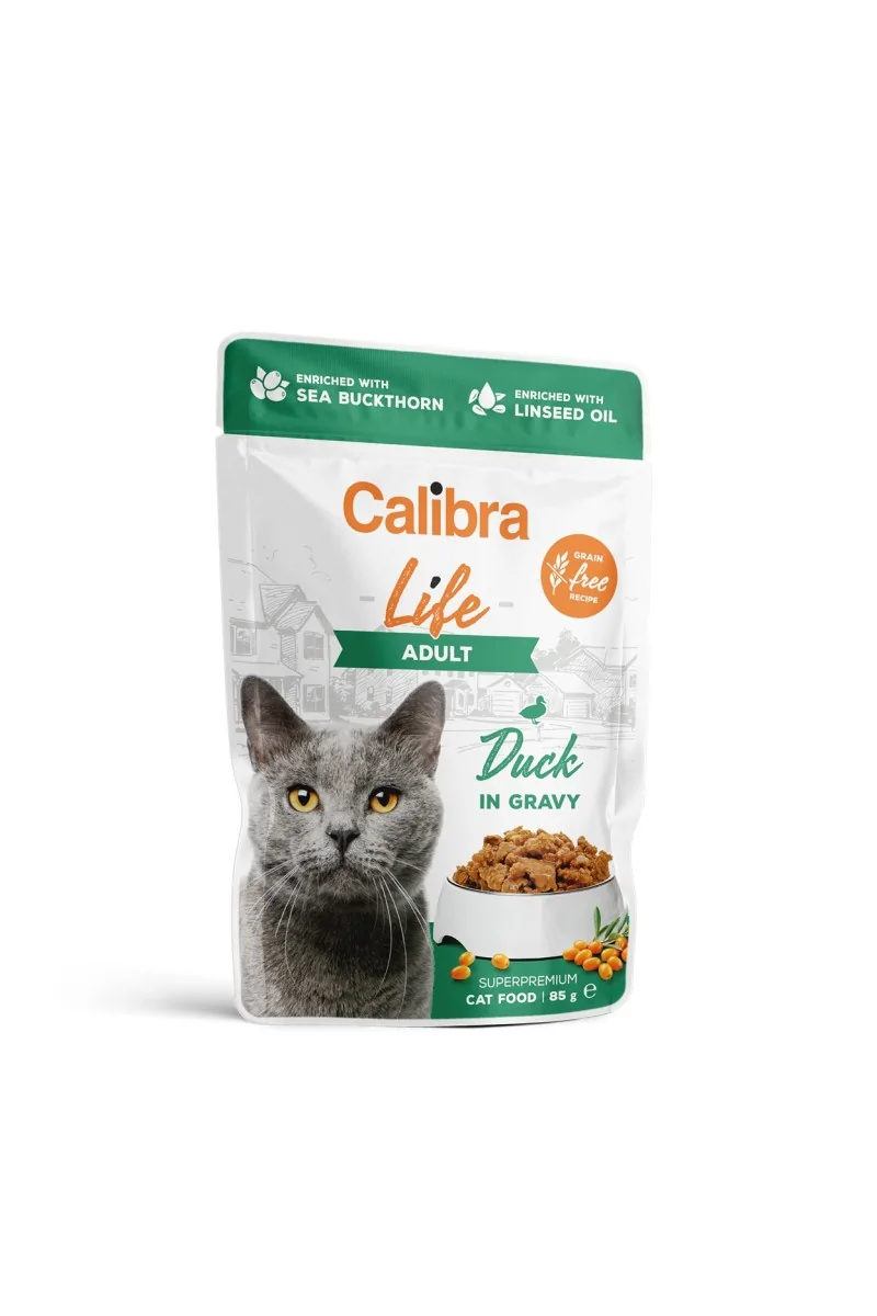 Comida Premium Gato Calibra Cat Life Pouch Adult Pato En Salsa 28X85Gr