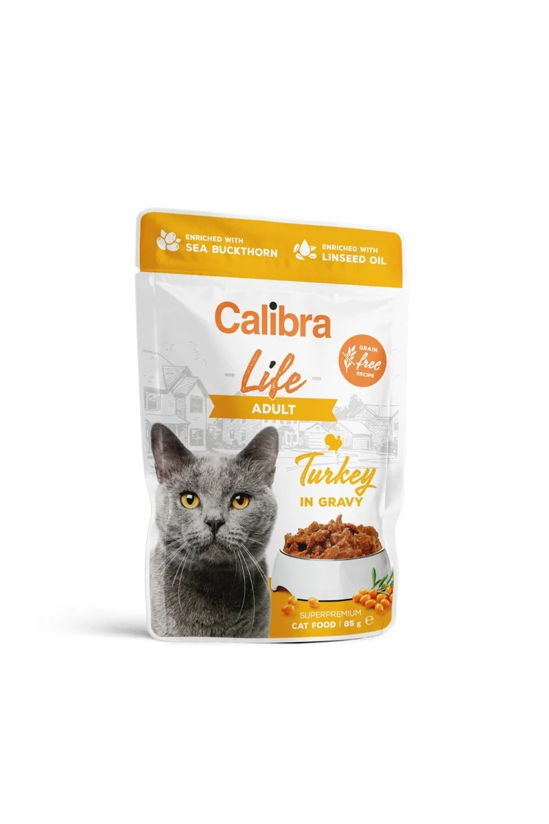 Comida Premium Gato Calibra Cat Life Pouch Adult Pavo En Salsa 28X85Gr