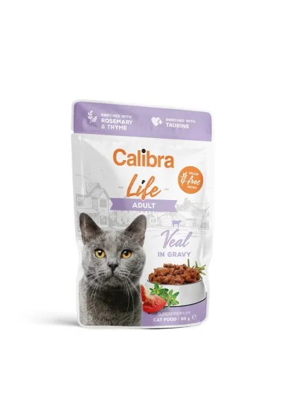 Comida Premium Gato Calibra Cat Life Pouch Adult Ternera En Salsa 28X85Gr