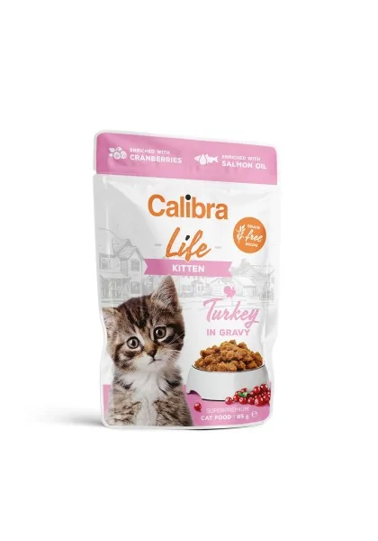 Comida Premium Gato Calibra Cat Life Pouch Kitten Pavo En Salsa 28X85Gr