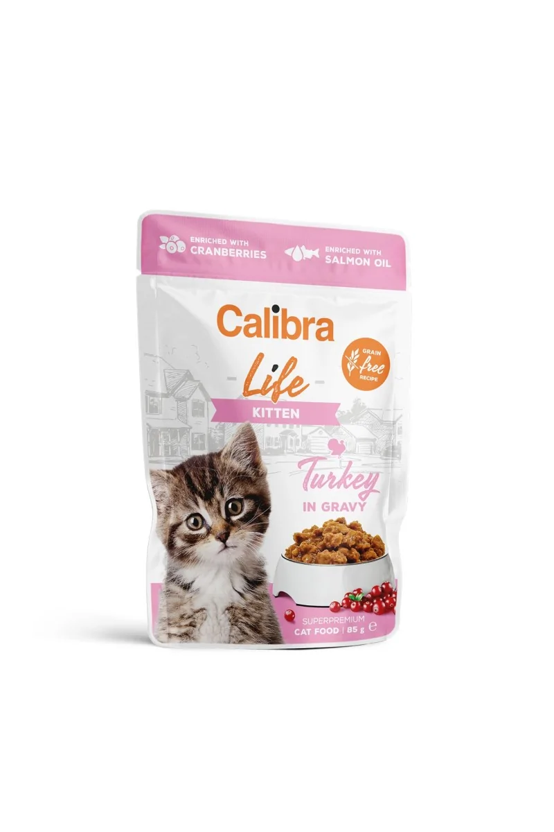 Comida Premium Gato Calibra Cat Life Pouch Kitten Pavo En Salsa 28X85Gr