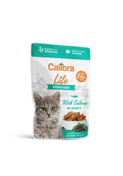Comida Premium Gato Calibra Cat Life Pouch Sterilised Salmón En Salsa 28X85Gr