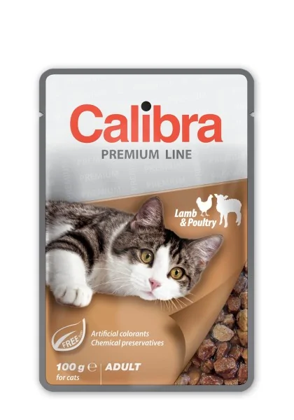 Comida Premium Gato Calibra Cat Pouch Adult Cordero Pollo Caja 24X100Gr