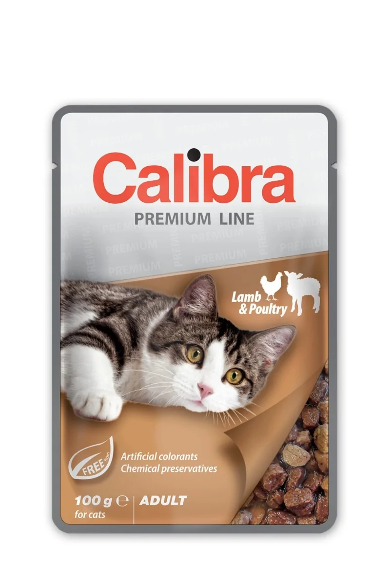 Comida Premium Gato Calibra Cat Pouch Adult Cordero Pollo Caja 24X100Gr