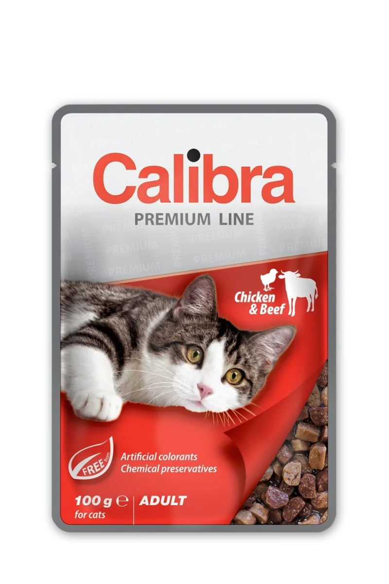 Comida Premium Gato Calibra Cat Pouch Pollo Ternera Caja 24X100Gr