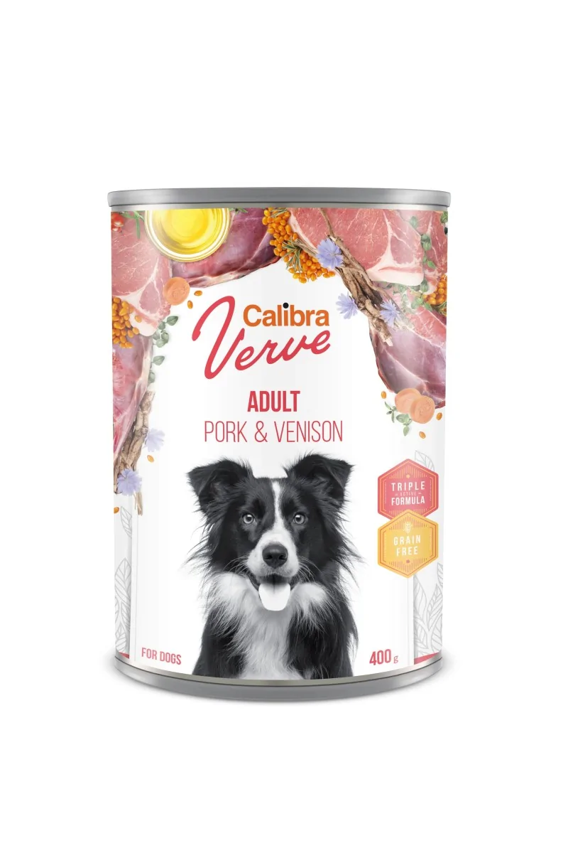 Premium Natural Perro Calibra Dog Gf Verve Adult Cerdo Y Venado Caja 6X400Gr