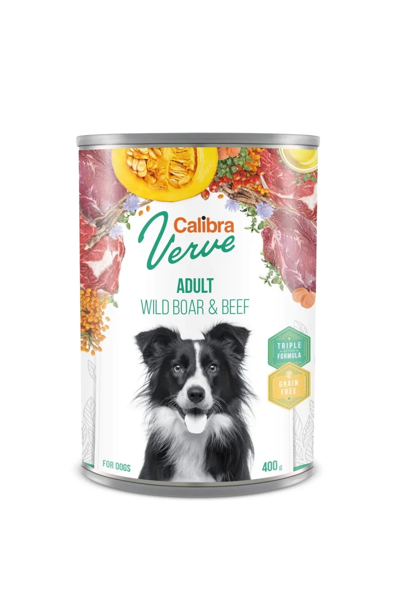 Premium Natural Perro Calibra Dog Gf Verve Adult Jabalí Y Ternera Caja 6X400Gr