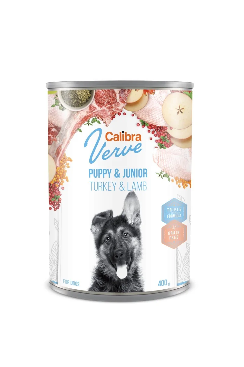 Premium Natural Perro Calibra Dog Gf Verve Junior Pavo Y Cordero Caja 6X400Gr