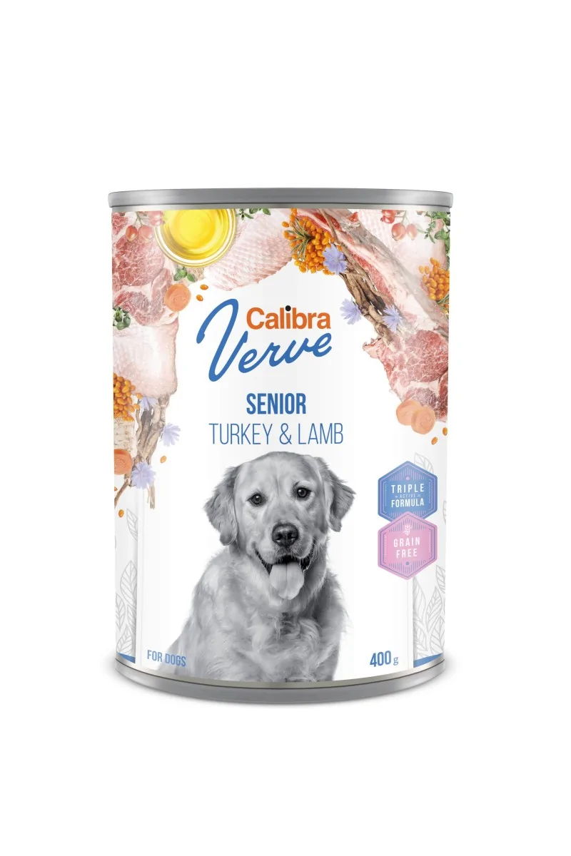 Premium Natural Perro Calibra Dog Gf Verve Senior Pavo Y Cordero Caja 6X400Gr