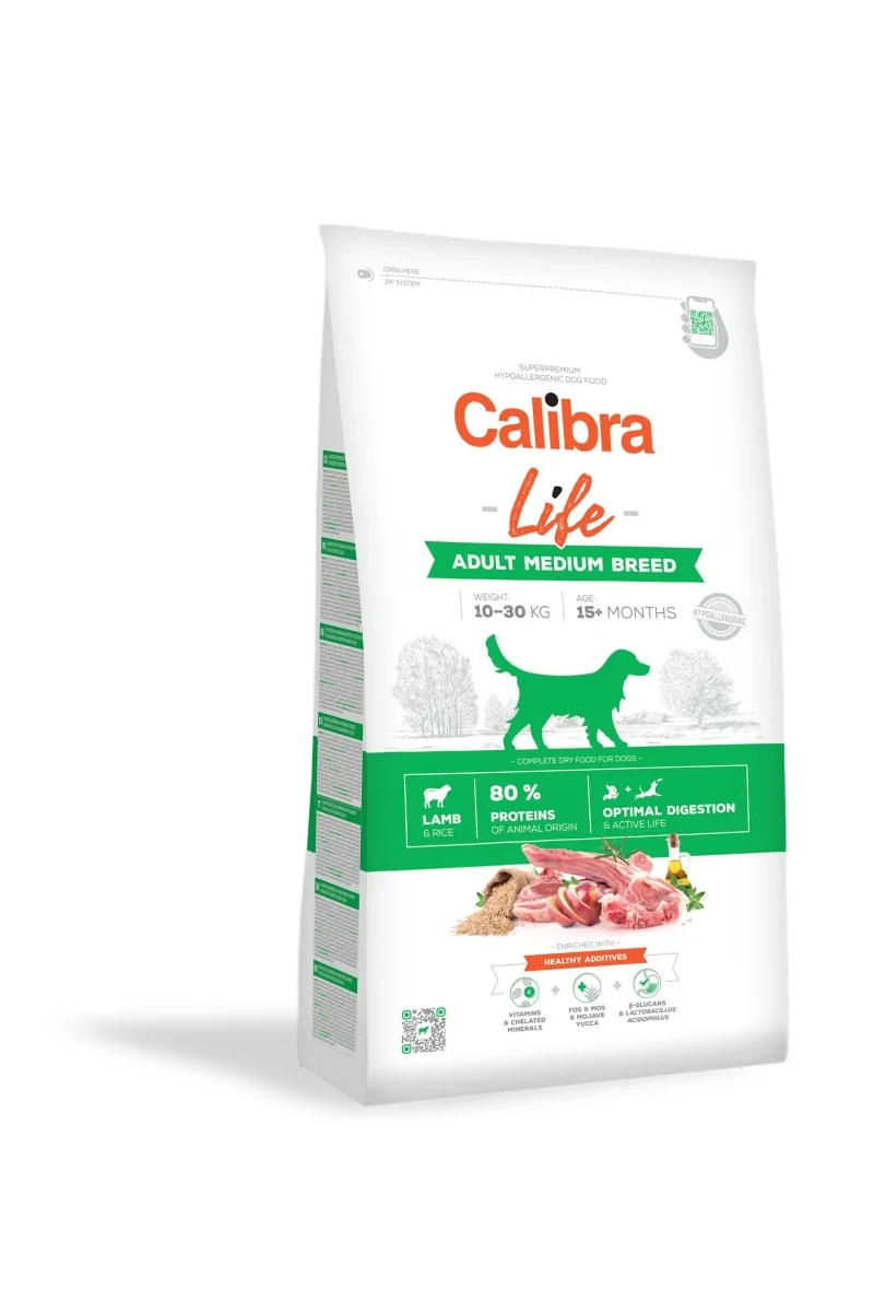 Premium Natural Perro Calibra Dog Life Adult Medium Breed Cordero 12Kg