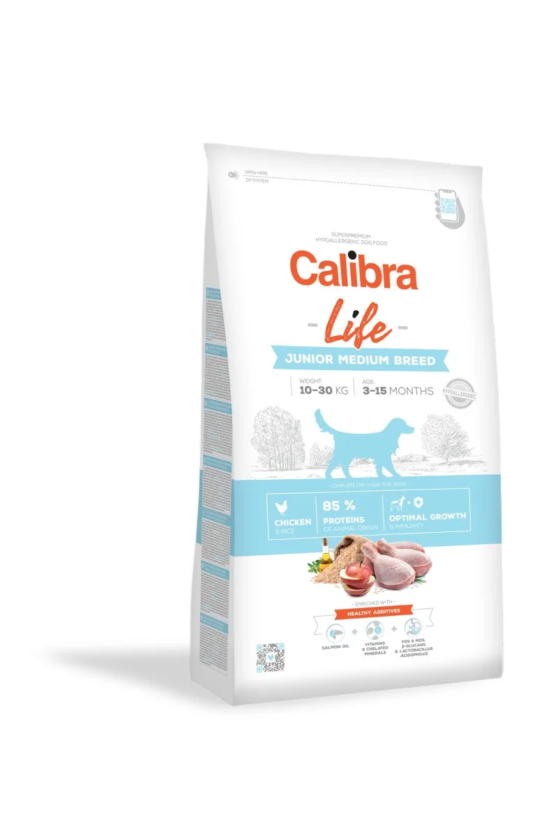 Premium Natural Perro Calibra Dog Life Junior Medium Breed Pollo 12Kg