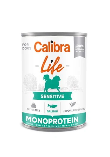 Premium Natural Perro Calibra Dog Life Lata Sensitive Salmon Y Arroz 6X400Gr