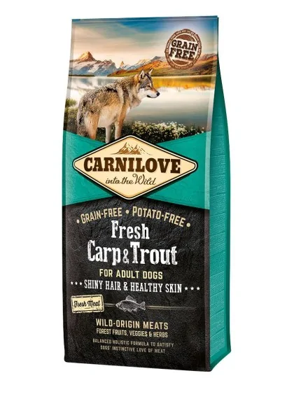 Proteinas Perro Premium Carnilove Canine Adult Fresh Carpa Trucha Hair Skin 12Kg