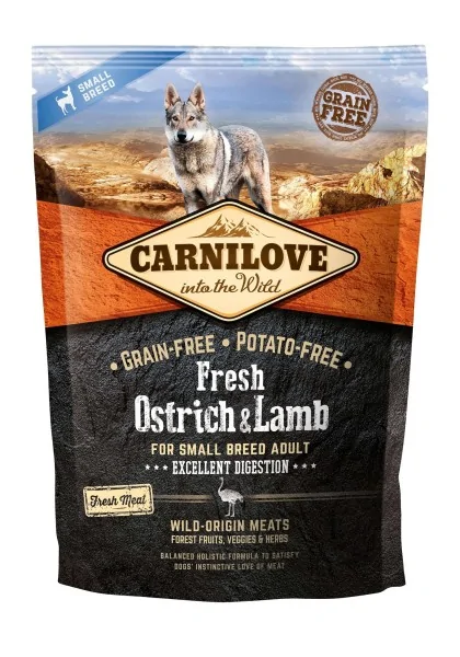 Proteinas Perro Premium Carnilove Canine Adult Small Fresh Avestruz Cordero 1,5Kg