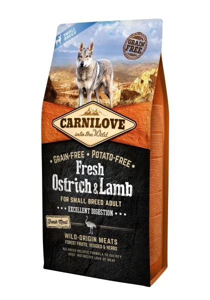 Proteinas Perro Premium Carnilove Canine Adult Small Fresh Avestruz Cordero 6Kg