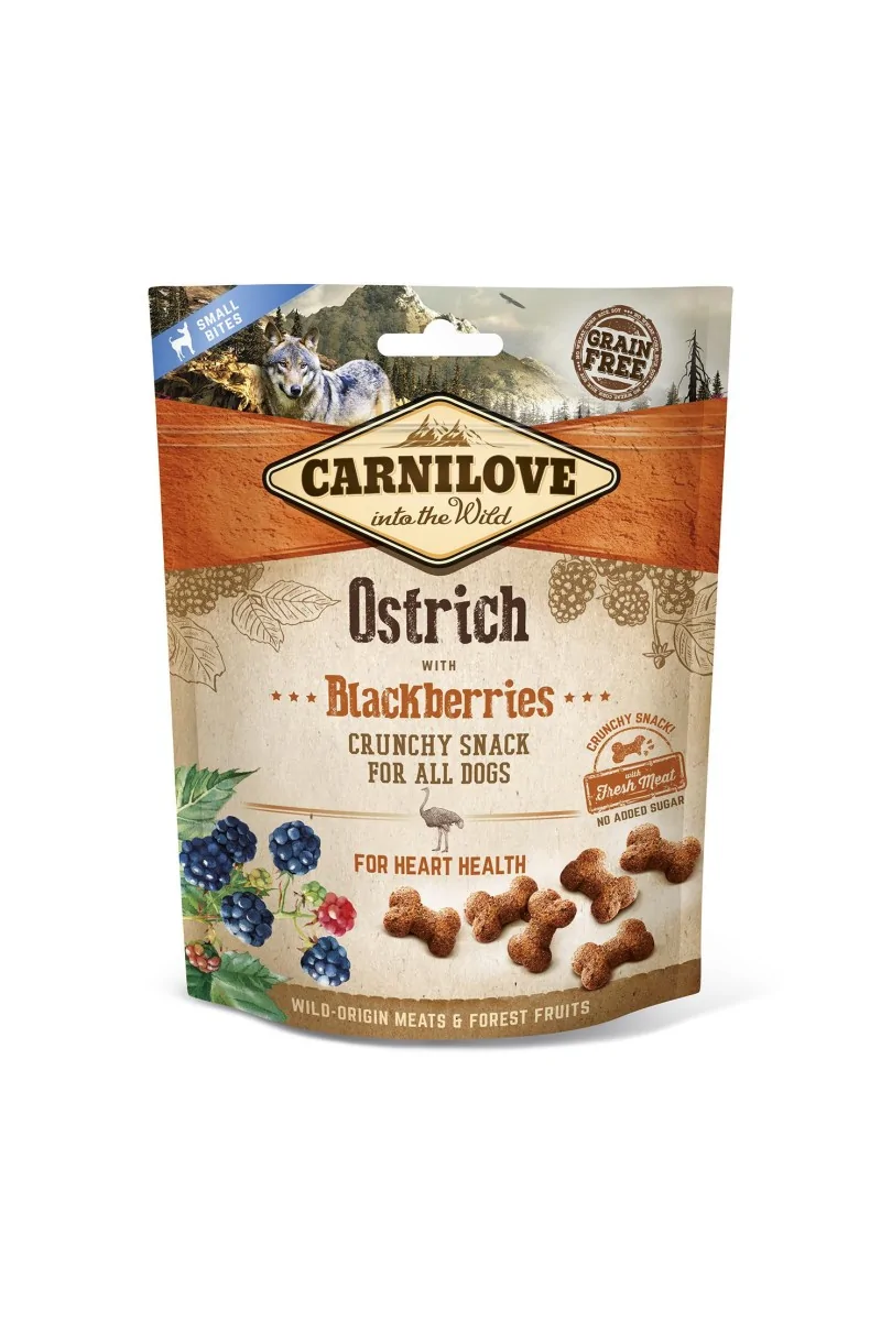 Proteinas Perro Premium Carnilove Canine Crunchy Snack Avestruz Moras Caja 6X200Gr