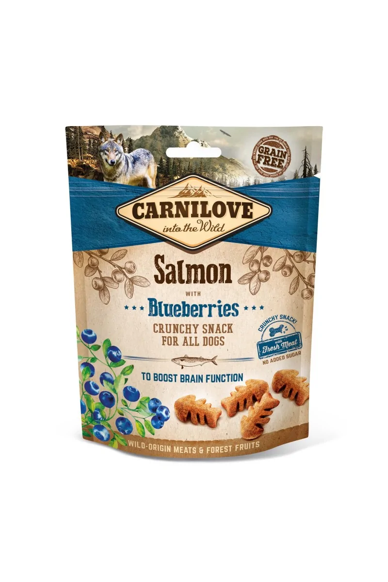 Proteinas Perro Premium Carnilove Canine Crunchy Snack Salmon Arandanos Caja 6X200Gr