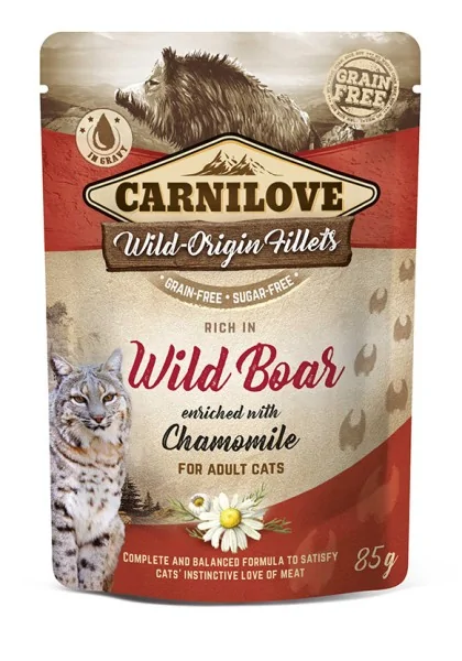 Proteinas Gato Premium Carnilove Cat Pouch Jabali 24X85Gr