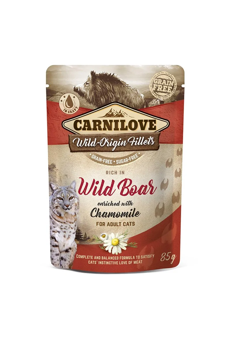 Proteinas Gato Premium Carnilove Cat Pouch Jabali 24X85Gr