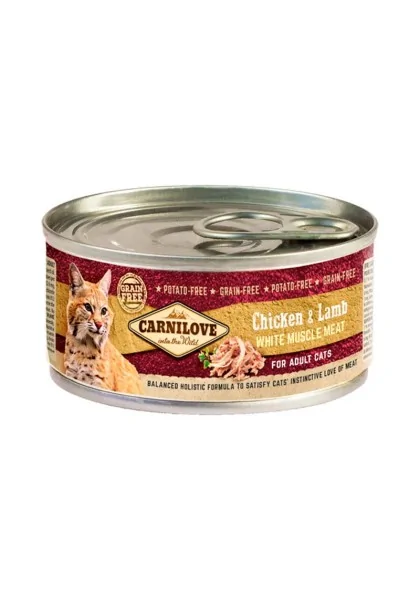 Proteinas Gato Premium Carnilove Feline Adult Pollo Cordero Caja 12X100Gr