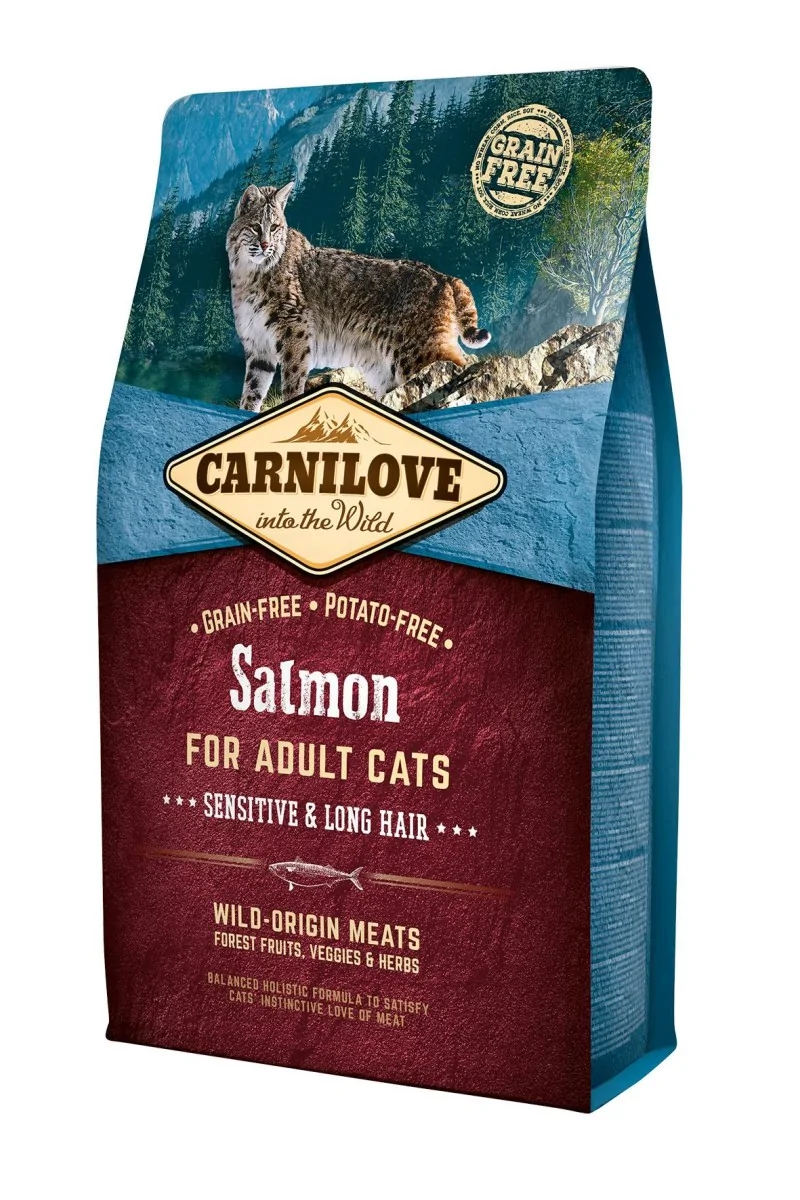 Proteinas Gato Premium Carnilove Feline Adult Salmon Perros Pelo Largo 2Kg