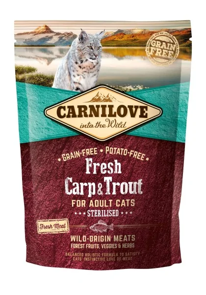 Proteinas Gato Premium Carnilove Feline Adult Sterilised Fresh Carpa Trucha 400Gr