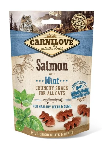 Proteinas Gato Premium Carnilove Feline Crunchy Snack Salmon Menta Caja 10X50Gr