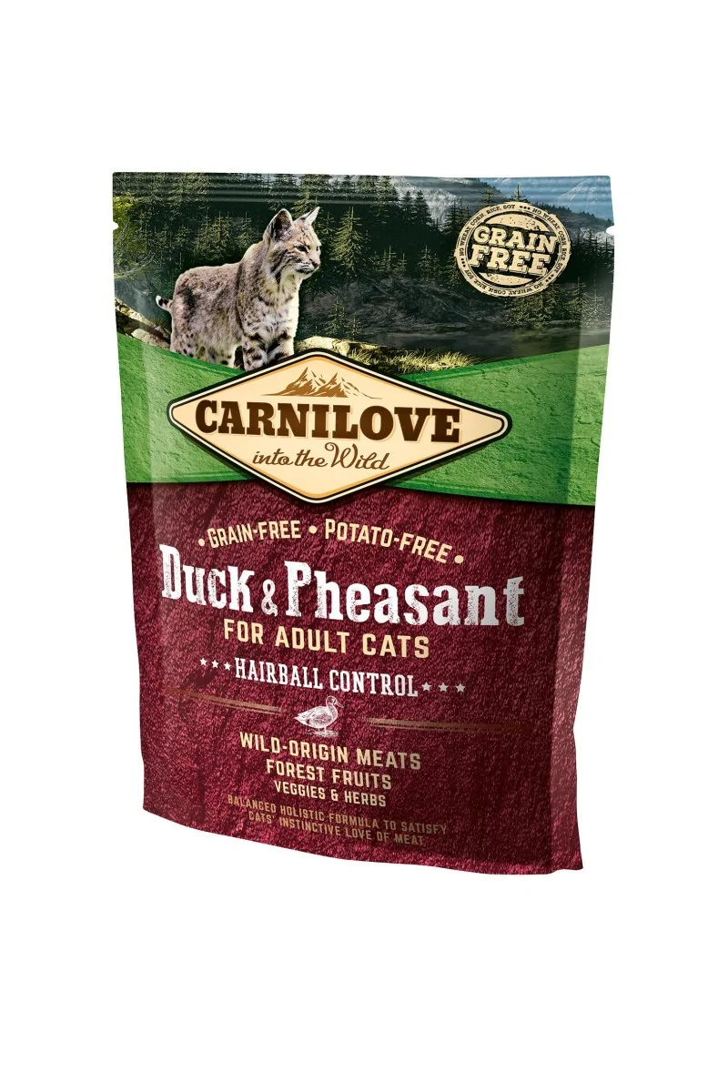 Proteinas Gato Premium Carnilove Feline Pollo Pato Faisan Hairball Control 400Gr