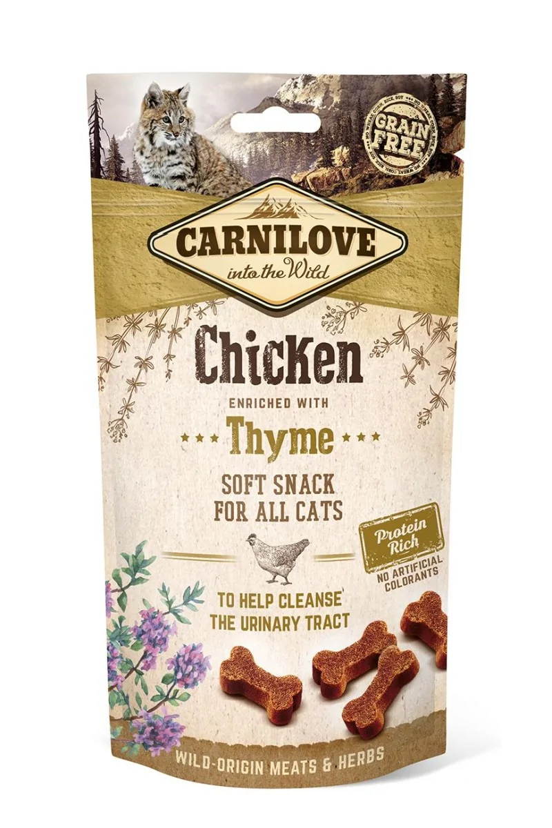 Proteinas Gato Premium Carnilove Feline Snack Semi Humedo Pollo Tomillo Caja 12X50G